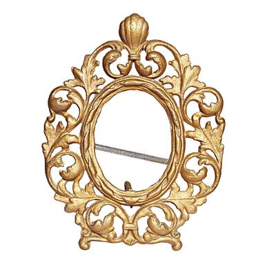 Vintage Art Nouveau Gilt Cast Iron Tabletop Picture Frame