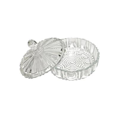 Vintage Anchor Hocking Prescut Clear Glass Covered Candy Dish