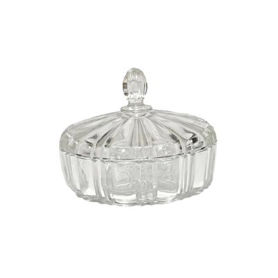 Vintage Anchor Hocking Prescut Clear Glass Covered Candy Dish