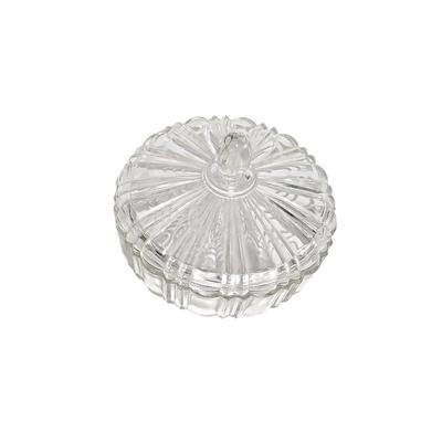 Vintage Anchor Hocking Prescut Clear Glass Covered Candy Dish