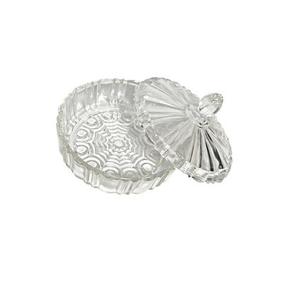 Vintage Anchor Hocking Prescut Clear Glass Covered Candy Dish