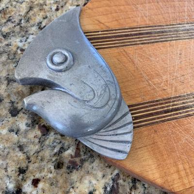 Large Wood/Metal Fish Cutting Board