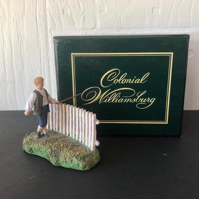 LOT 15X: Colonial Williamsburg Collectibles w/ Boxes - 1998 Man Playing Whistle (30489724), 1997 Cooper Making Wooden Barrel (30489709),...