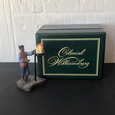LOT 17X: Colonial Williamsburg Collectibles w/ Boxes - 2002 Lampposts (0506004), 1998 Man Tending Cresset (30489720) & 2004 Tavern Signs...