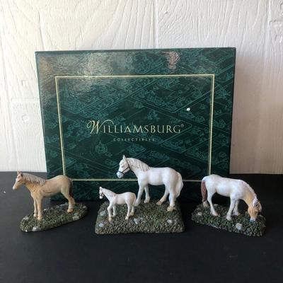 LOT 18X: Colonial Williamsburg Collectibles w/ Boxes - 2005 Horses (0506021), 2002 Sheep (0506005), 1997 Packhorse Led by Woman...