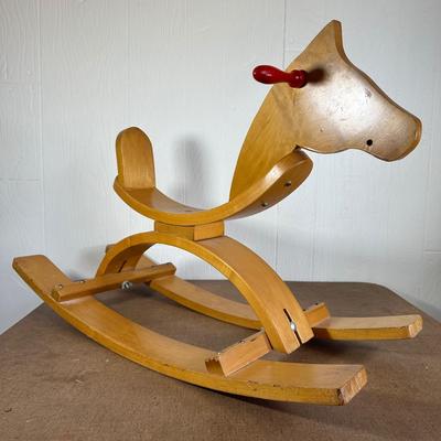 LOT 184L: Vintage Mid Century Modern Wooden Rocking Horse