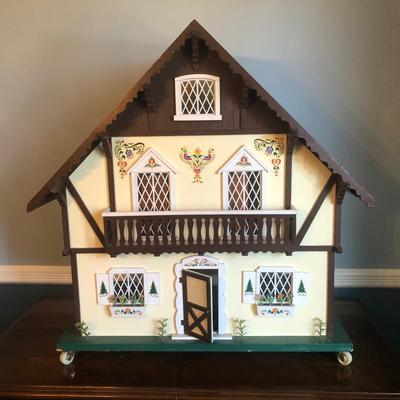 LOT 211D: Vintage Decorated Dollhouse w/ Furniture & Accessories