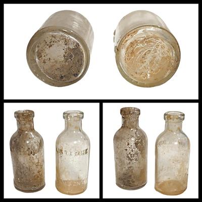 3 Antique Clear Glass Listerine Cork Top Bottles