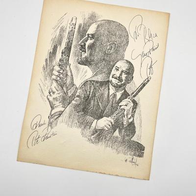 PETE FOUNTAIN ~ Sketch By Jim Pollard ~ Signed by Pete Fountain