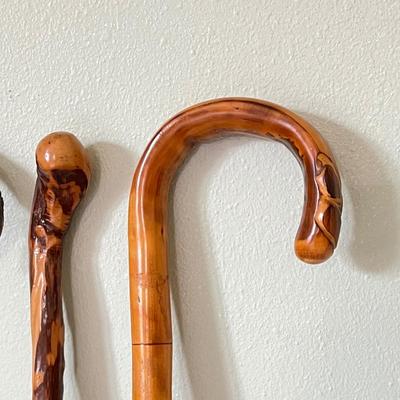 Three (3) Solid Wood Canes