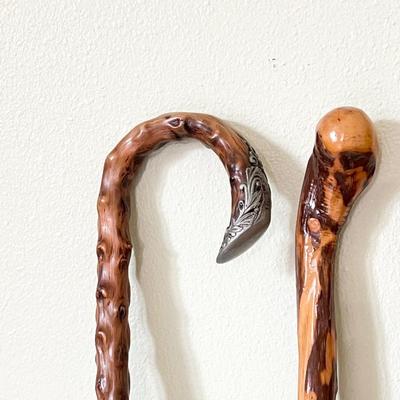 Three (3) Solid Wood Canes