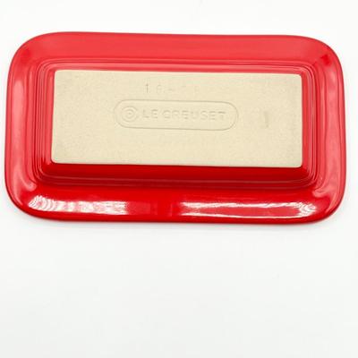 LE CREUSET ~ Red Enameled Stoneware Butter Dish With Lid