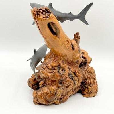 JOHN PERRY ~ Duo Of Sharks Statue