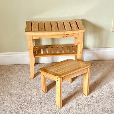 TOILETTREE ~ Bamboo Bench With Foot Stool ~ New