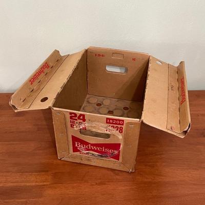 BUDWEISER ~ Hinged Waxed Cardboard Flip Top Crate