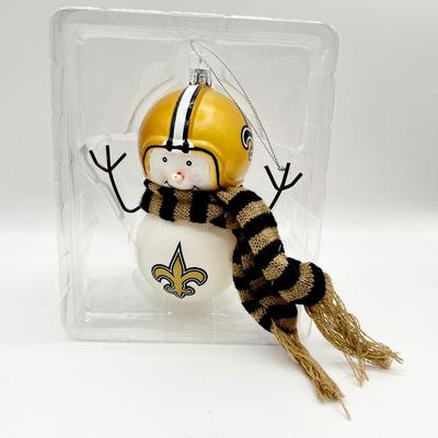 N.O. SAINTS ~ NFL Blown Glass Snowman Ornament