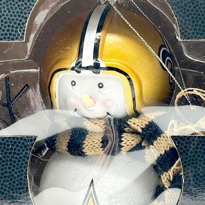 N.O. SAINTS ~ NFL Blown Glass Snowman Ornament