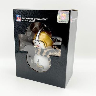N.O. SAINTS ~ NFL Blown Glass Snowman Ornament