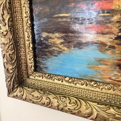 Vintage Gilded Framed Oil on Board Signed