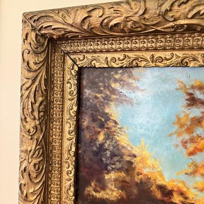 Vintage Gilded Framed Oil on Board Signed