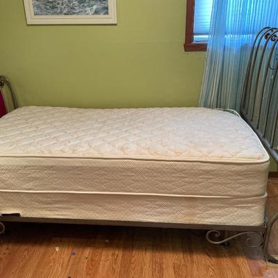 Twin size bed and mattress with frame
