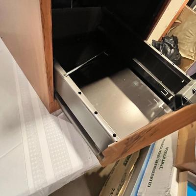 Wood grain metal file cabinet