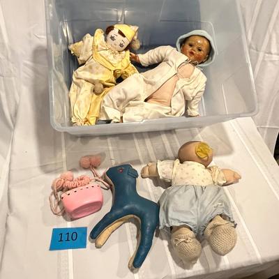 Tub of vintage dolls
