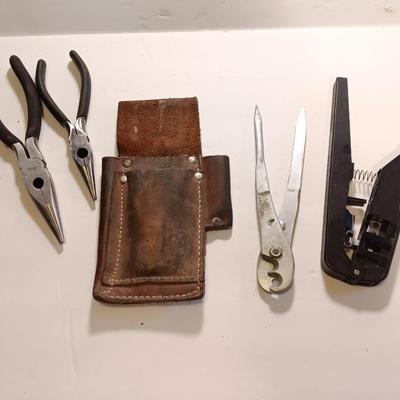 Variety of pliers with a leather plier case