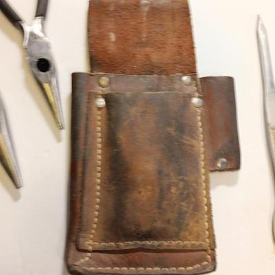 Variety of pliers with a leather plier case