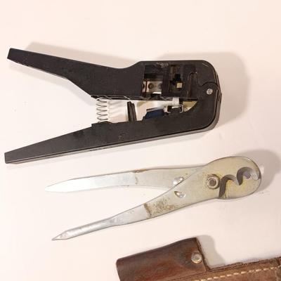 Variety of pliers with a leather plier case