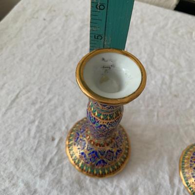 Pair of Vintage porcelain painted candlesticks