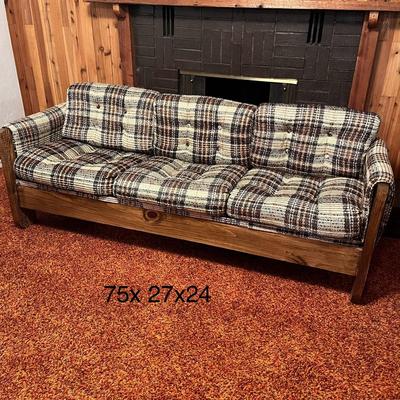 Vintage Plaid Sofa, Chair, and Ottoman