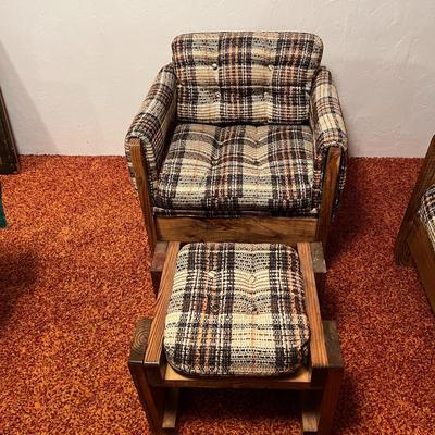 Vintage Plaid Sofa, Chair, and Ottoman