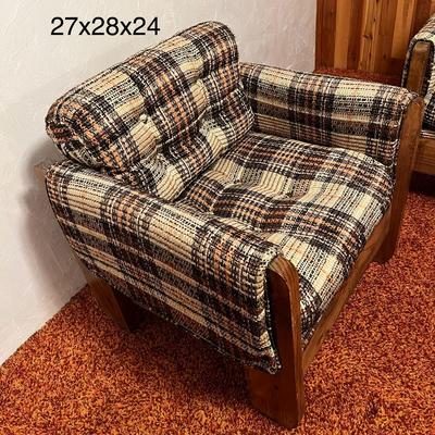 Vintage Plaid Sofa, Chair, and Ottoman