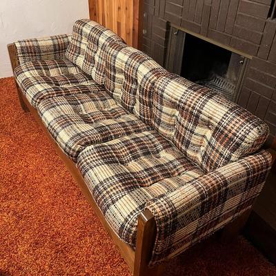Vintage Plaid Sofa, Chair, and Ottoman
