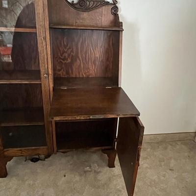 Antique Side by Side Cabinet Display Shelving Bookcase with Secretary Desk (35 x 11 x 72 )