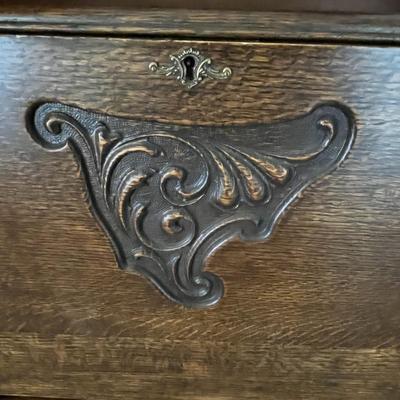 Antique Side by Side Cabinet Display Shelving Bookcase with Secretary Desk (35 x 11 x 72 )