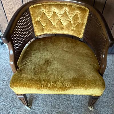 Vintage Caned Barrel Arm Chair