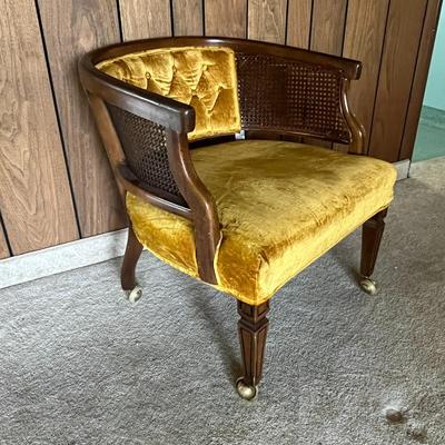 Vintage Caned Barrel Arm Chair