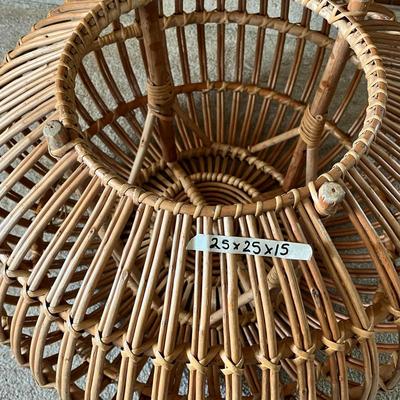 Mid Century Modern Rattan Ottoman