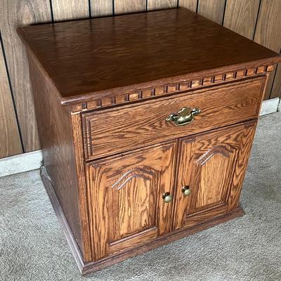 Solid Wood One Drawer and Two Door Nightstand