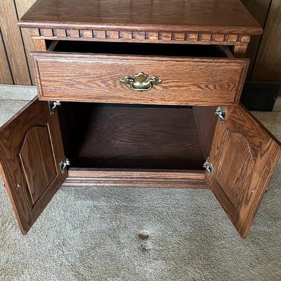 Solid Wood One Drawer and Two Door Nightstand