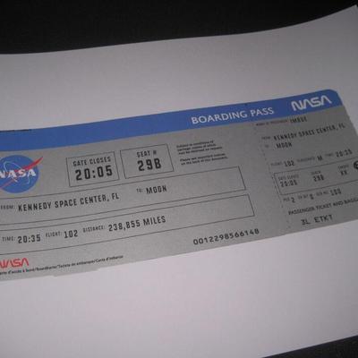 Imbue Are we there yet (Silver) NASA Boarding Pass to the Moon Art Print Poster
