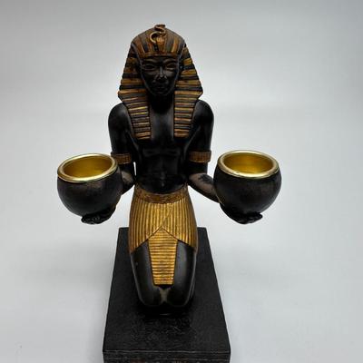 Tutankhamen Candlestick Holder King Tut Taper Candles Signed Veronese