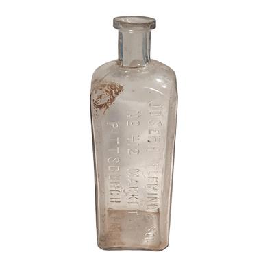 Antique 32 oz Clear Glass Cork Top Bottle