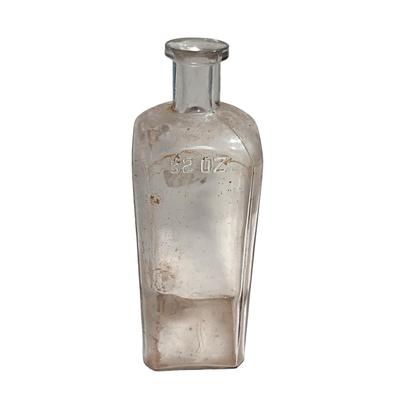 Antique 32 oz Clear Glass Cork Top Bottle