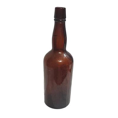 Antique One Quart Long Neck Amber Cork Top Bottle
