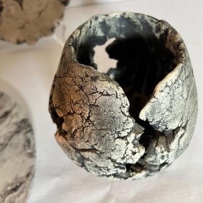 Stone Ceramic Decorative Lot - Villeroy & Boch Platter, Signed Candle Holder + More