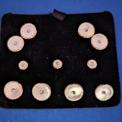 Vintage 14k Gold Krementz Bodkin Dress Set- cufflinks, shirt studs & buttons