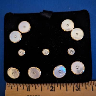 Vintage 14k Gold Krementz Bodkin Dress Set- cufflinks, shirt studs & buttons